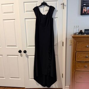 Black Evening Dress with Cap Sleeves